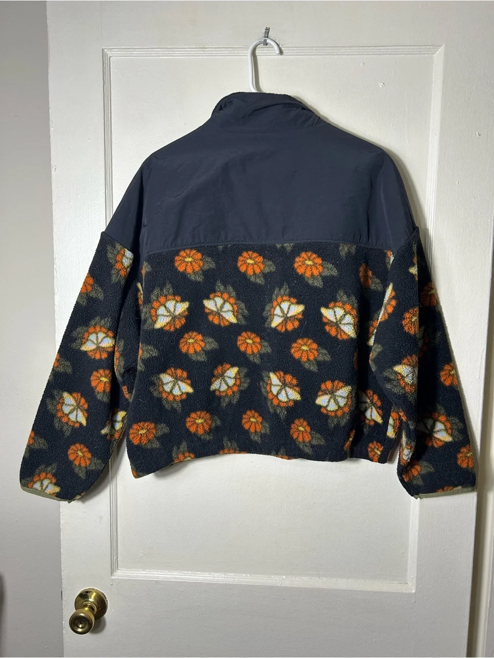Pacsun butterfly garden floral half snap sherpa fleece jacket womens M